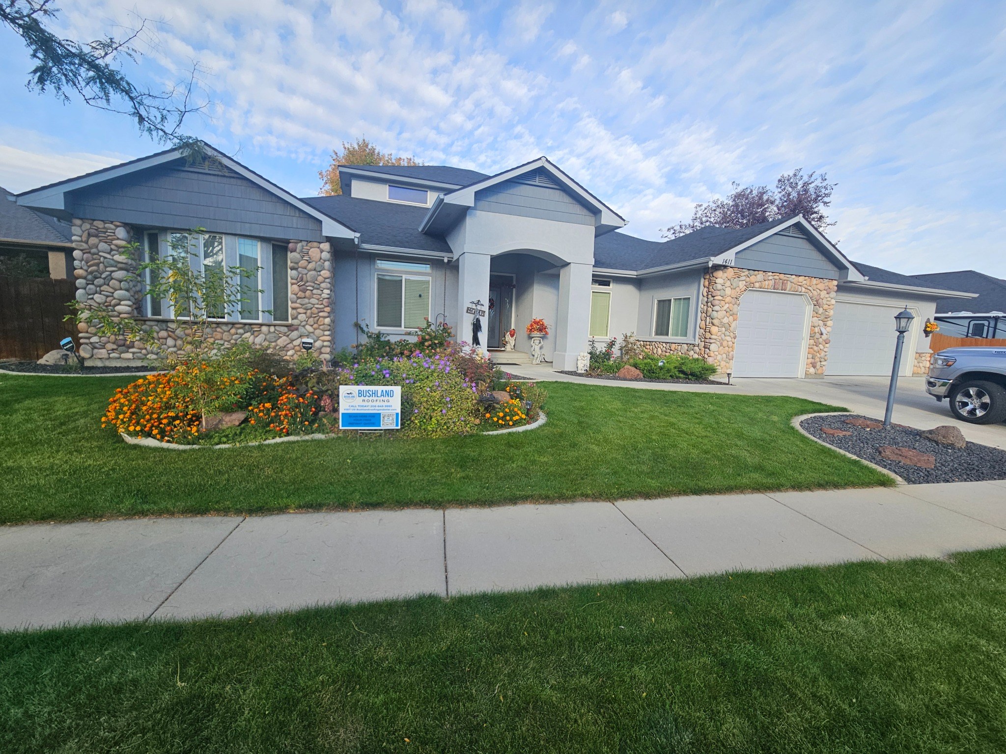 Completed roof replacement by Bushland Roofing and Exteriors